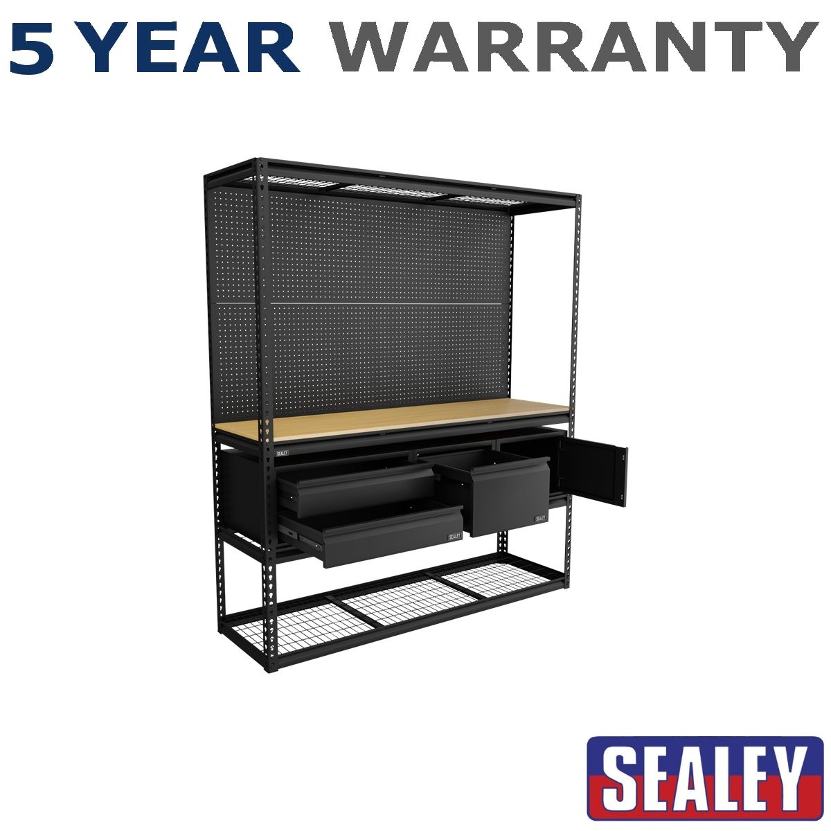 Sealey Heavy-Duty Modular Workbench & Racking Kit with 3 Storage Units