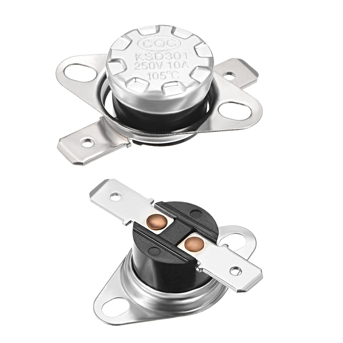 2 x Temperature Control Switch Thermostat 105°C 10A N.C 6.3mm Pin