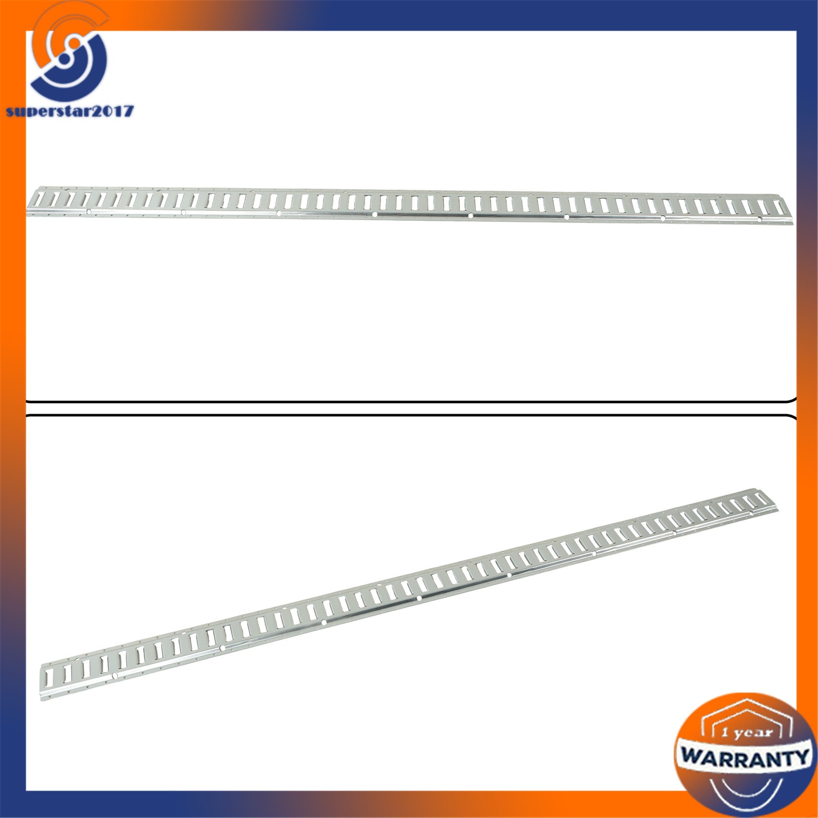 6 Pack 8 Foot Silver E Track Rails, Zinc Plated For Long Cargo Trailer Tie Down