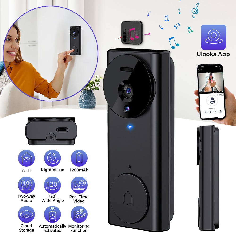 Wireless WiFi Video Doorbell Smart Phone Camera Door Bell Ring Intercom Security