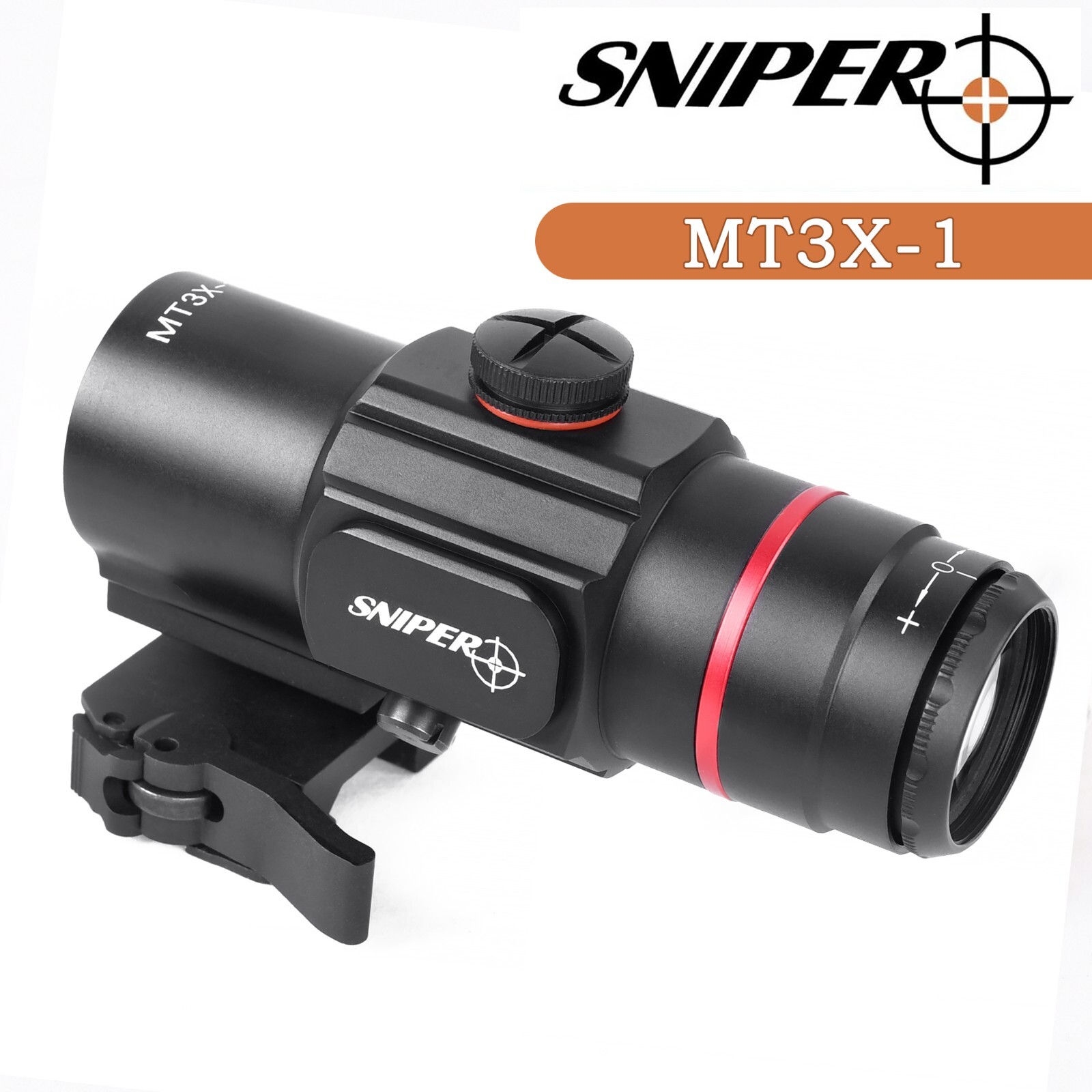 Sniper 3X Red Dot Sight Magnifier with Built-In Flip Mount