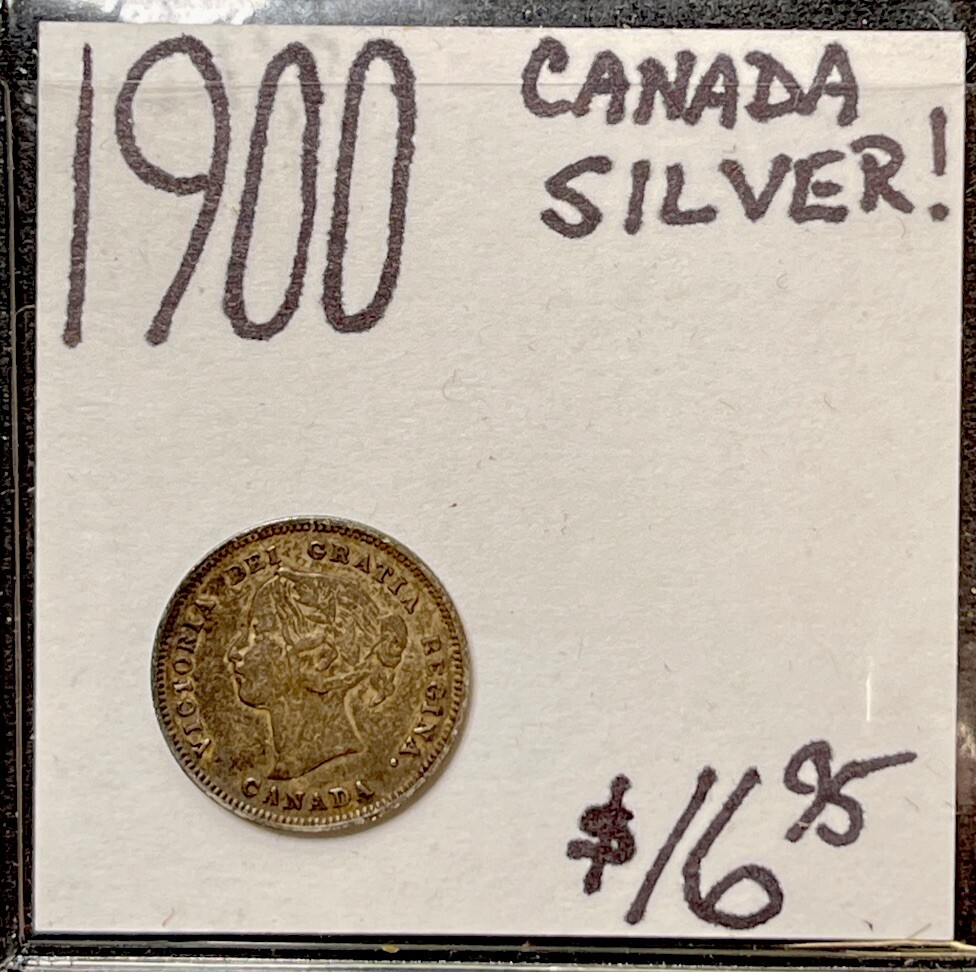 1900 Canada 5 Cent Queen Victoria Silver World Coin. ENN Coins