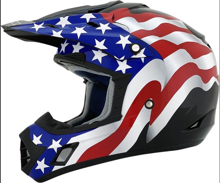 NEW AFX FX-17 USA Flag Black Full Face Off Road Dirt Helmet 01107631 01107632