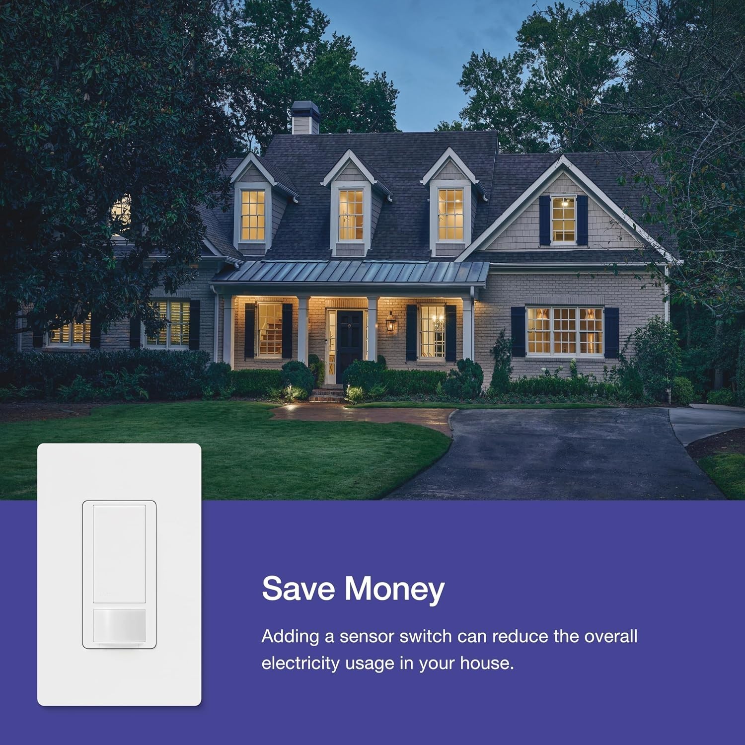 Motion Sensor Light Switch, 2 Amp Single Pole, for Any Bulb | Auto On/Auto Of...