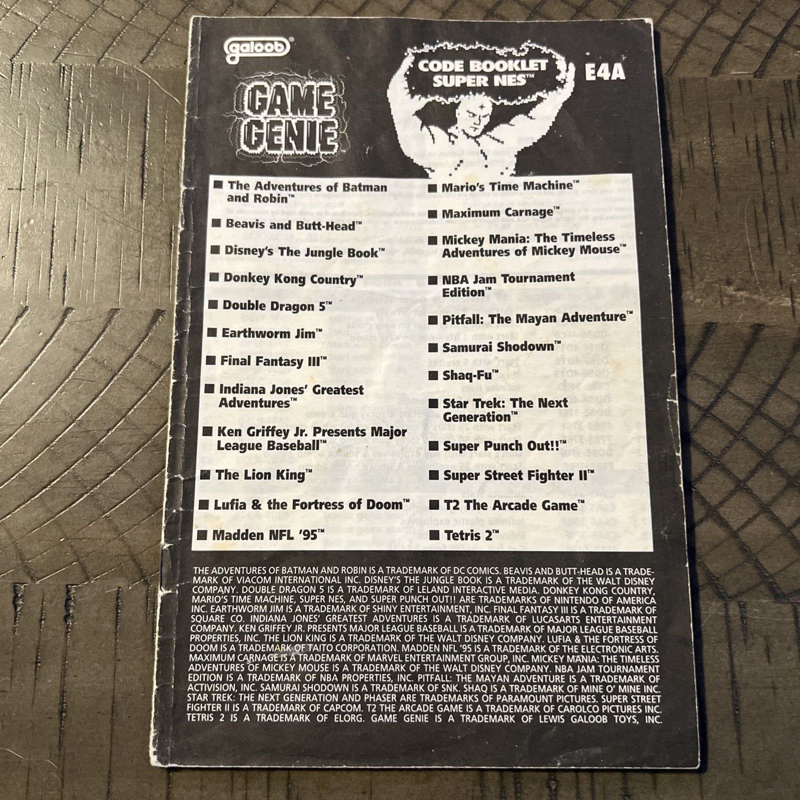 Game Genie Code Booklet Ea4