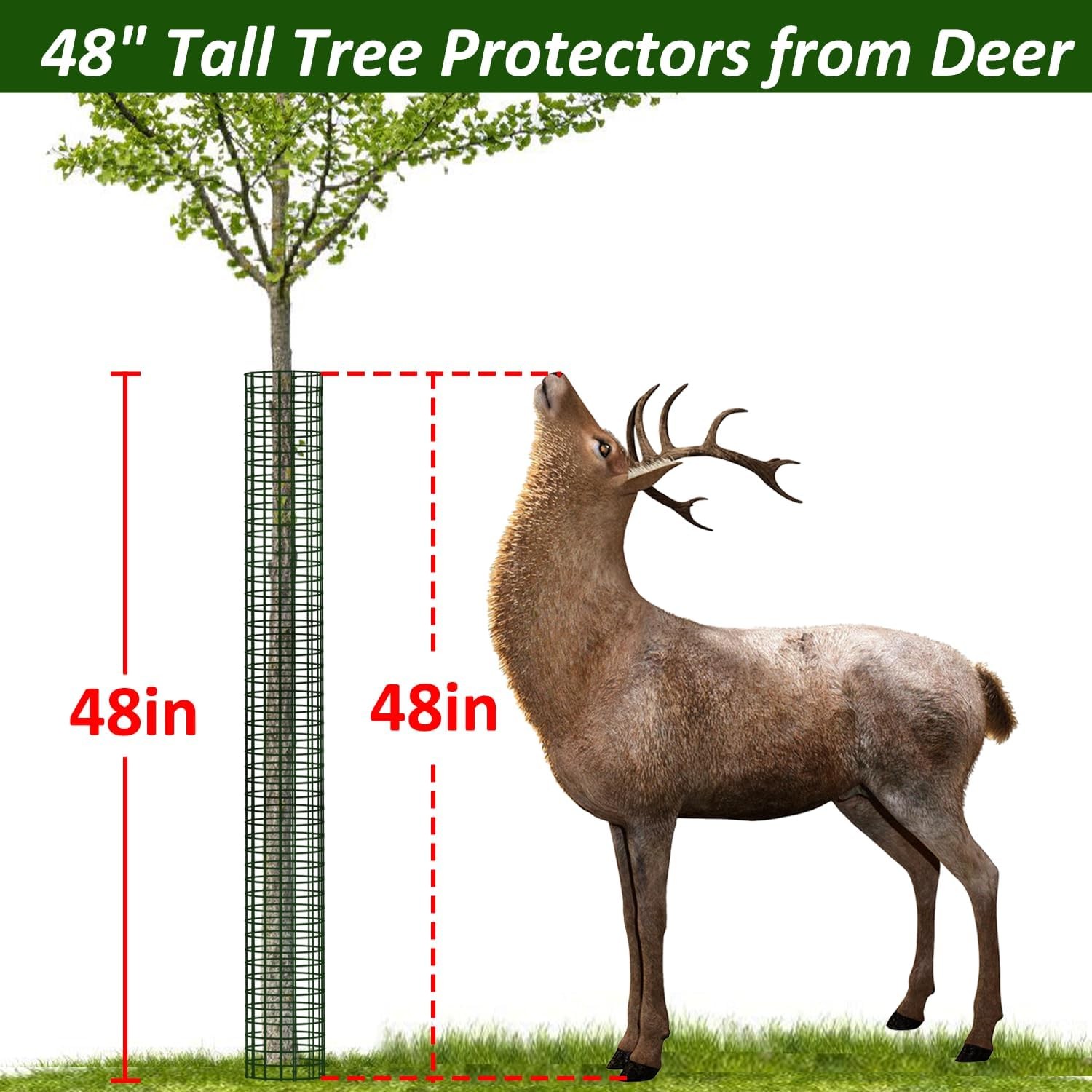 48" metal tree trunk protector, 8-Pack mesh tree guard set with Zip Ties, Stakes