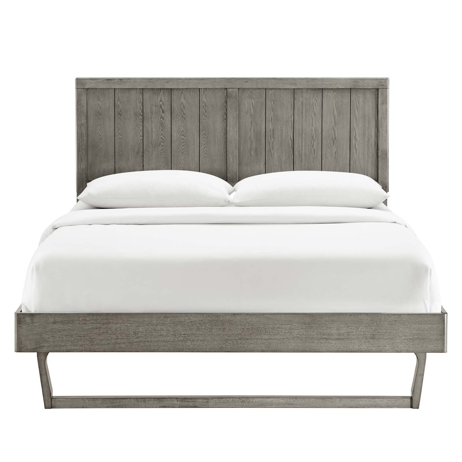 Modway Alana Wood Full Platform Bed in Gray With Angular Frame
