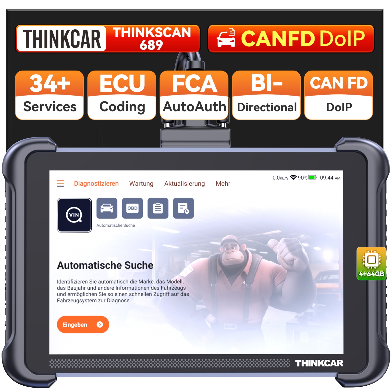 THINKSCAN 689 Auto Full System Diagnositc Scan Tool 34+ Service E/CU Coding DOIP