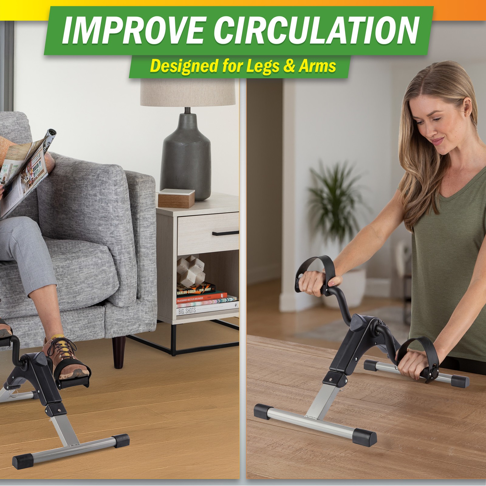 Mini Exercise Bike Pedal Folding Under Desk Exerciser Arm Leg with LCD Screen