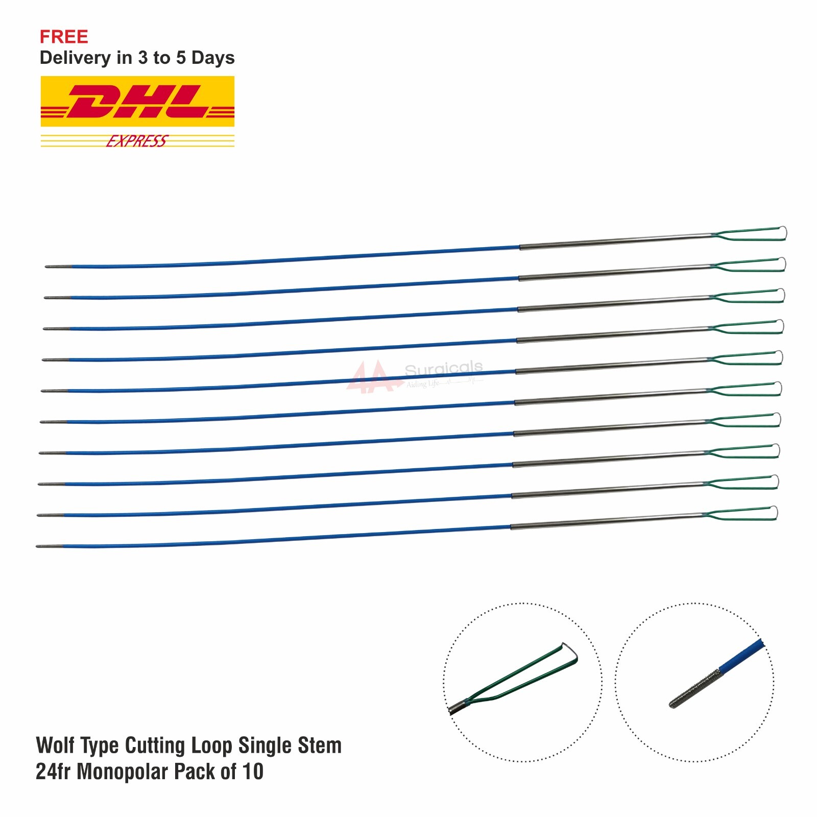 4A WOLF TYPE CUTTING LOOP SINGLE STEM 24Fr MONOPOLAR PACK OF 10