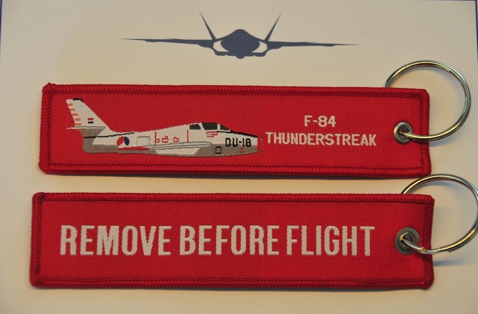 F-84F Thunderstreak fighter aircraft embroidered keychain keyring