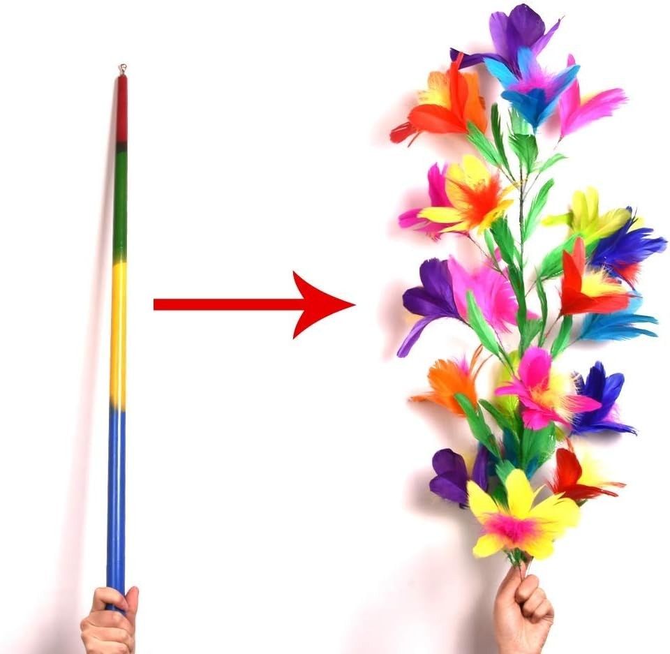 Stunning Rainbow Magic Wand - Transforms into 21 Flower Bouquet for Stage Magic