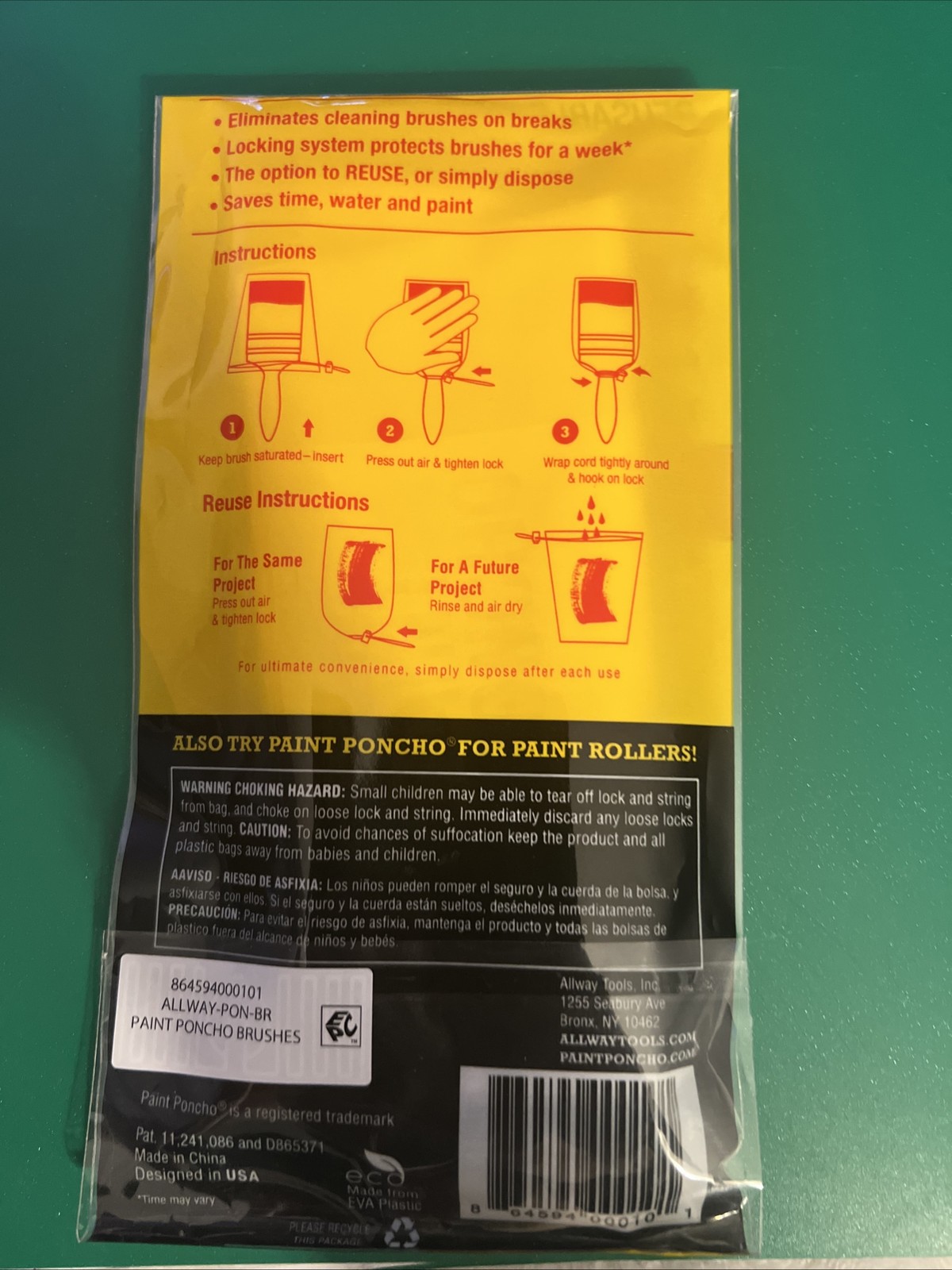 Paint Poncho Wet Paint Brush Protector- To Get Free Ship, Packaging Not Included