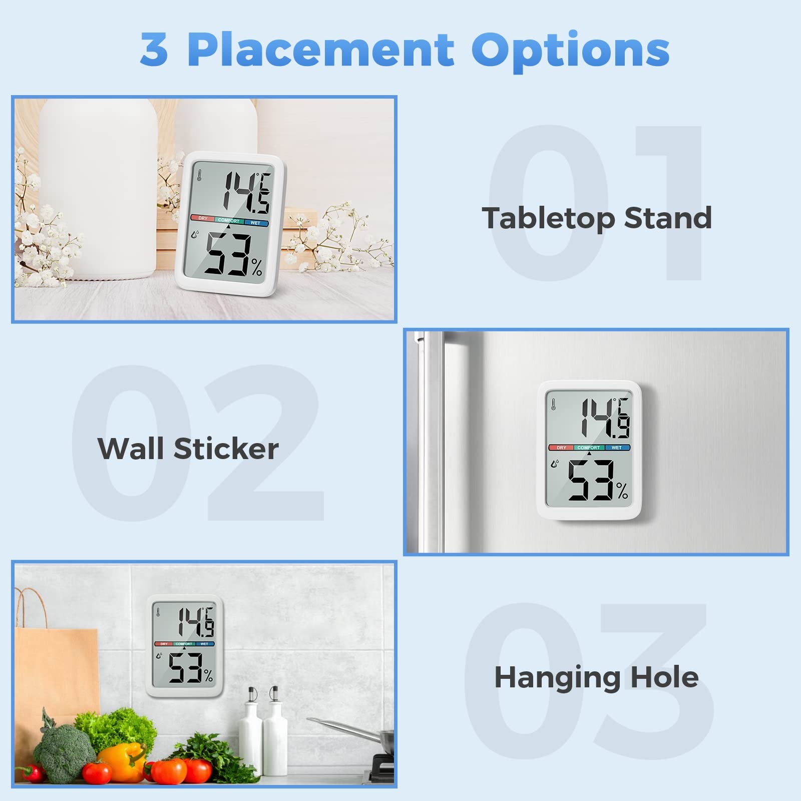 Thlevel Digital Thermometer Hygrometer, Large LCD Screen Room Thermometer...