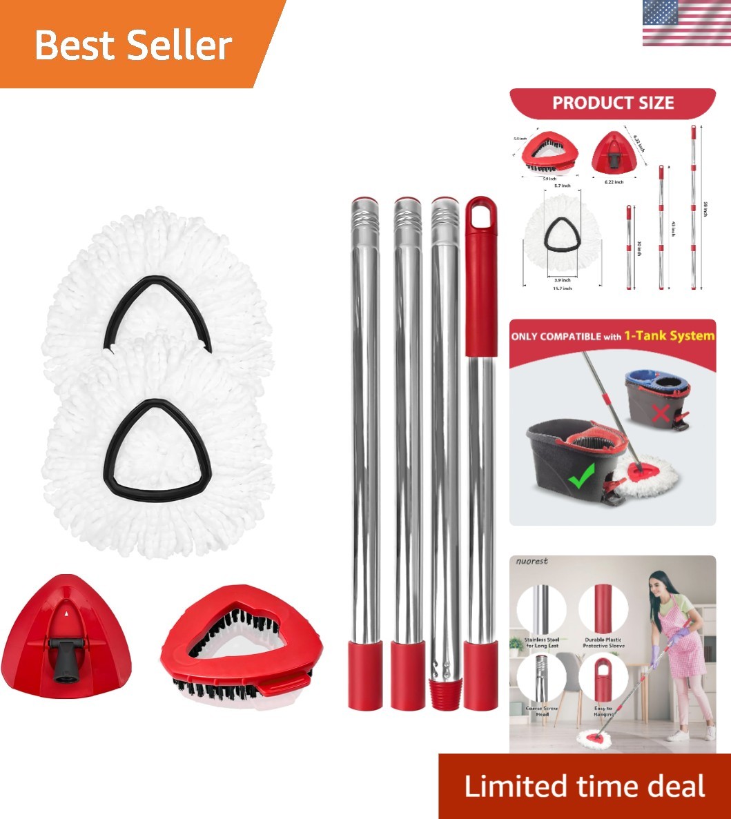 Spin Mop Replacement Set for EasyWring 1-Tank System Microfiber Mop Heads
