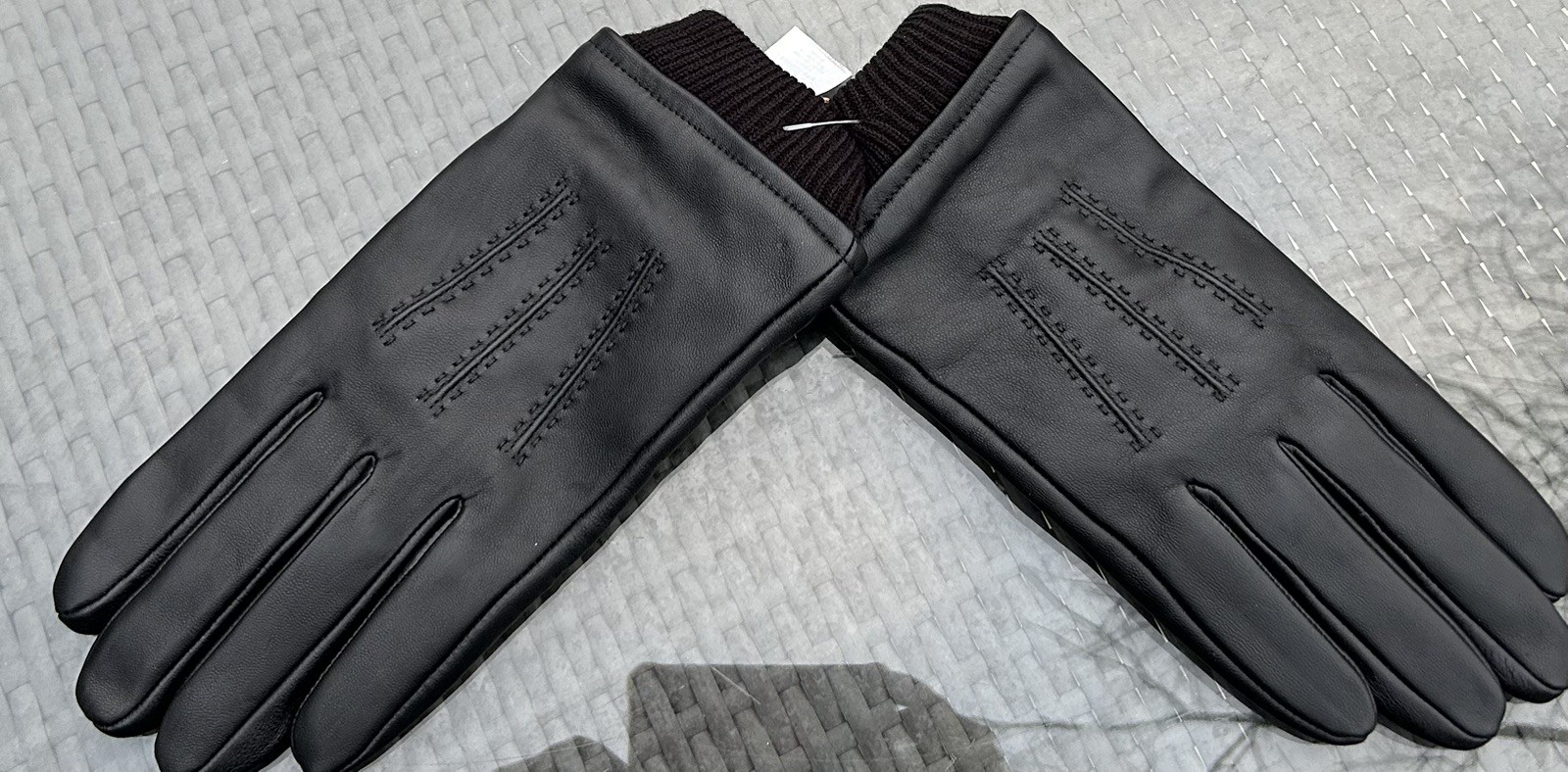 Avenue Mens Leather Gloves Wool Lined Black Sz L NWT