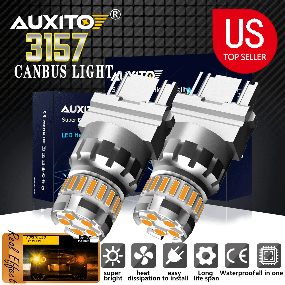 AUXITO 3157 3156 Amber CANBUS LED Turn Signal Parking Light Bulbs Error Free ED