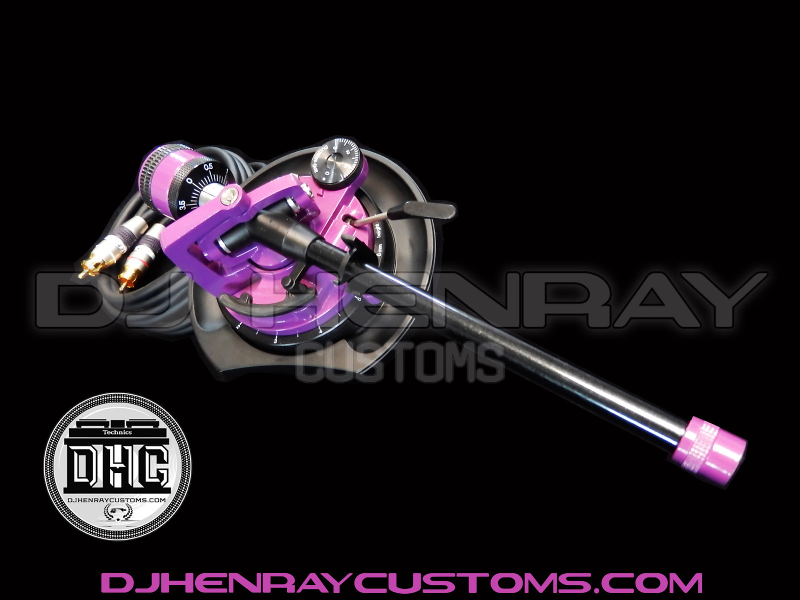 DHC STR8 TONE ARM Assembly Technic 1200 black & purple 24kt gld rcas int ground