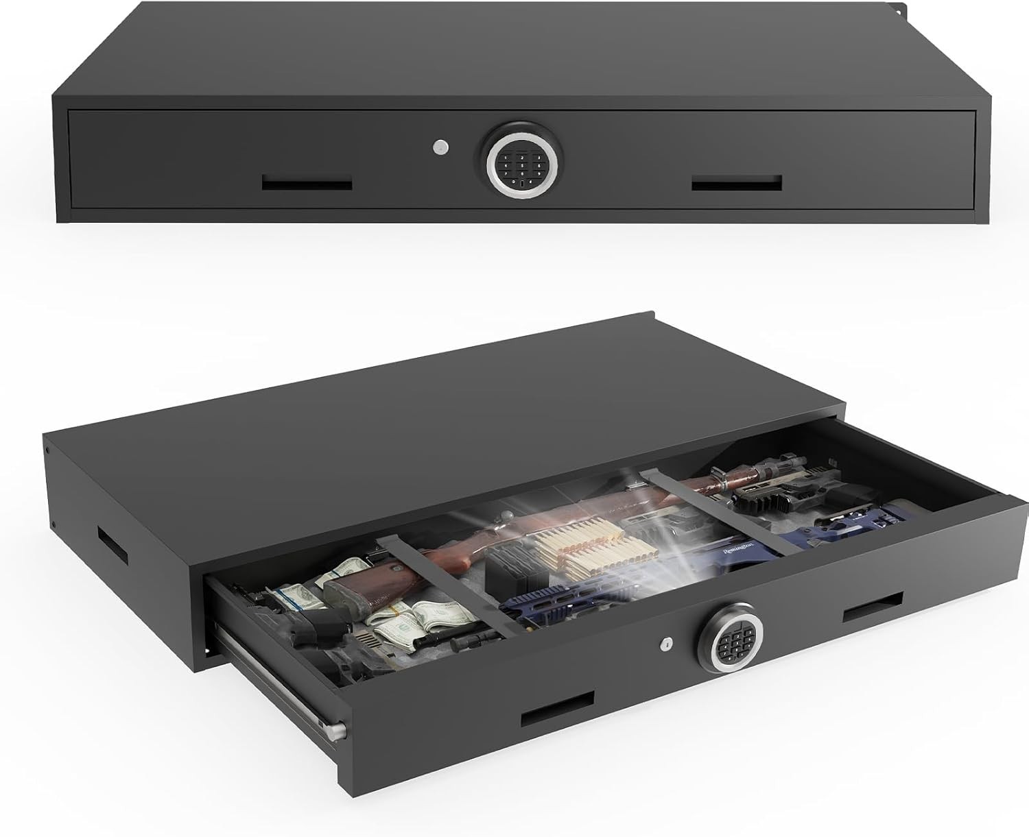 Under Bed Gun Safe for Rifles and Pistols, Gun Storage Safe Drawer,Rifle Safe