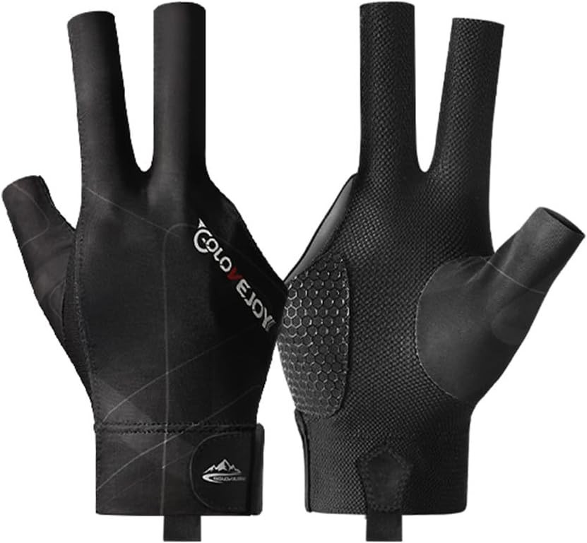 Billiard Pool Gloves for Right Hand, 3 Finger Billiards Gloves Pool Cue Black