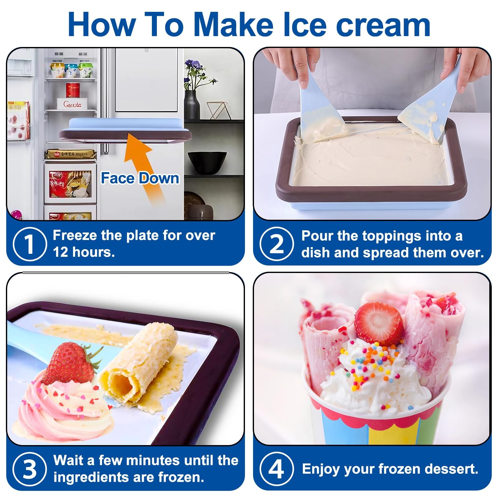 ROEDEER Rolled Ice Cream Maker, Roll Maker Pink&White, Pink&White