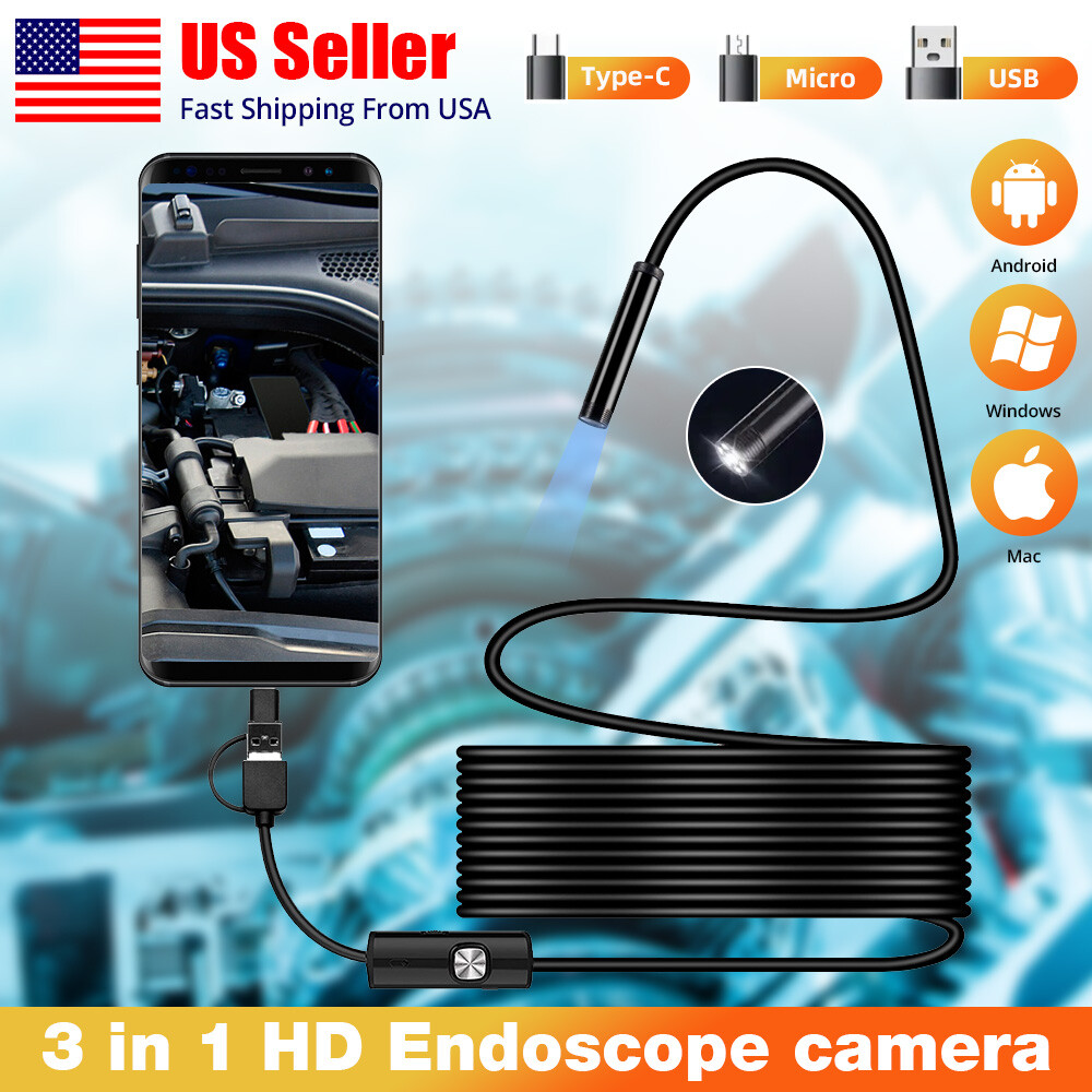 FUERS 7mm 6LED Snake Endoscope Borescope Inspection Camera For Type C Android PC