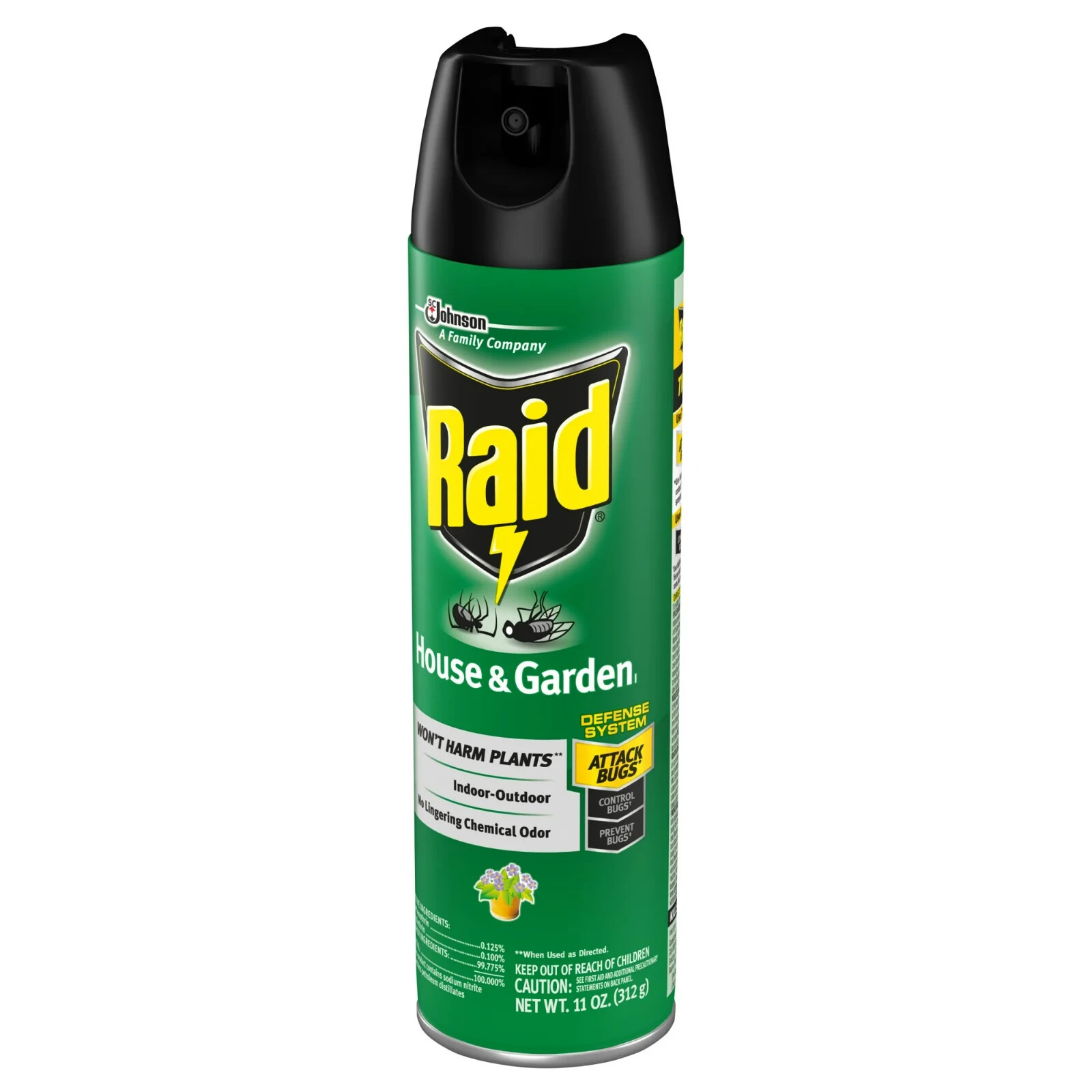 6 Pack Raid House & Garden Insect Killer Spray- In/Outdoor Plant-safe Size 11 oz