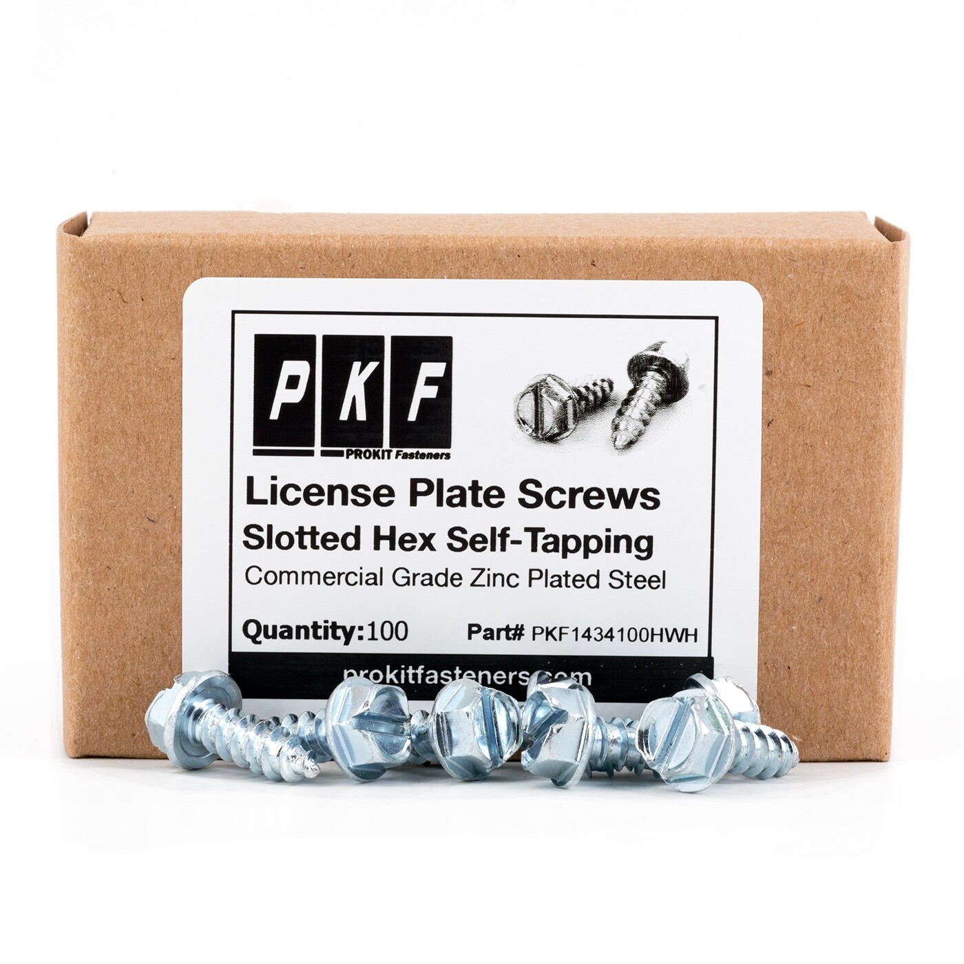 License Plate Screws Slotted Hex Head Self-Tapping Qty 100