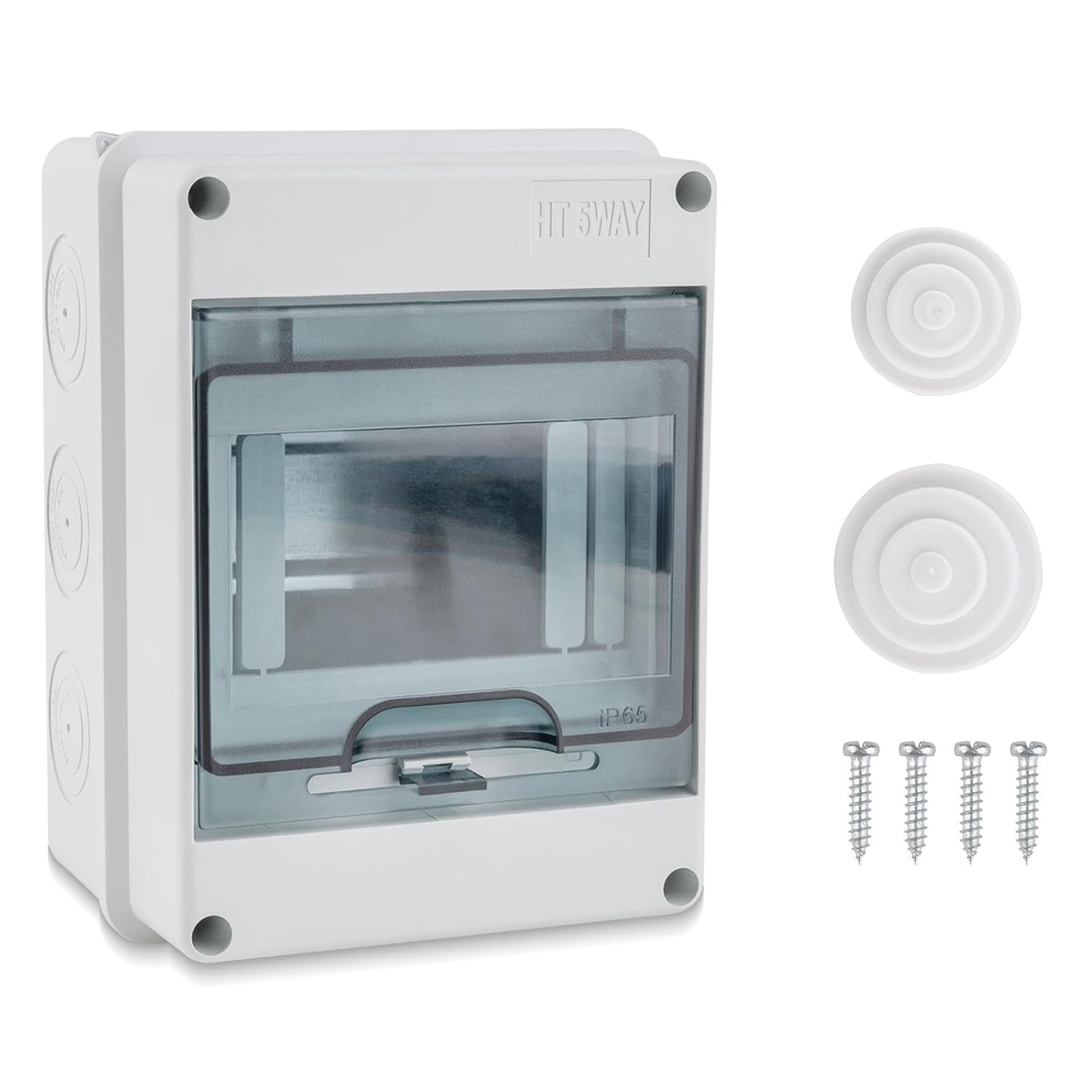 5 Way Circuit Breaker Box, IP65 Distribution Protection Box with Din Rail...