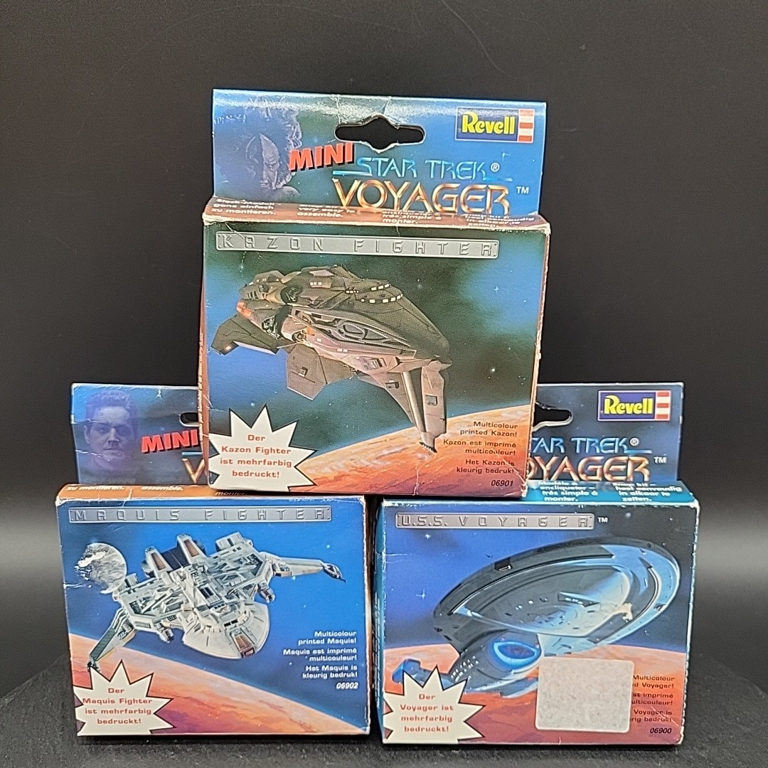 Lot of 3 Star Trek Voyager Mini Models by Revell Kazon Fighter Maquis Vtg 1996