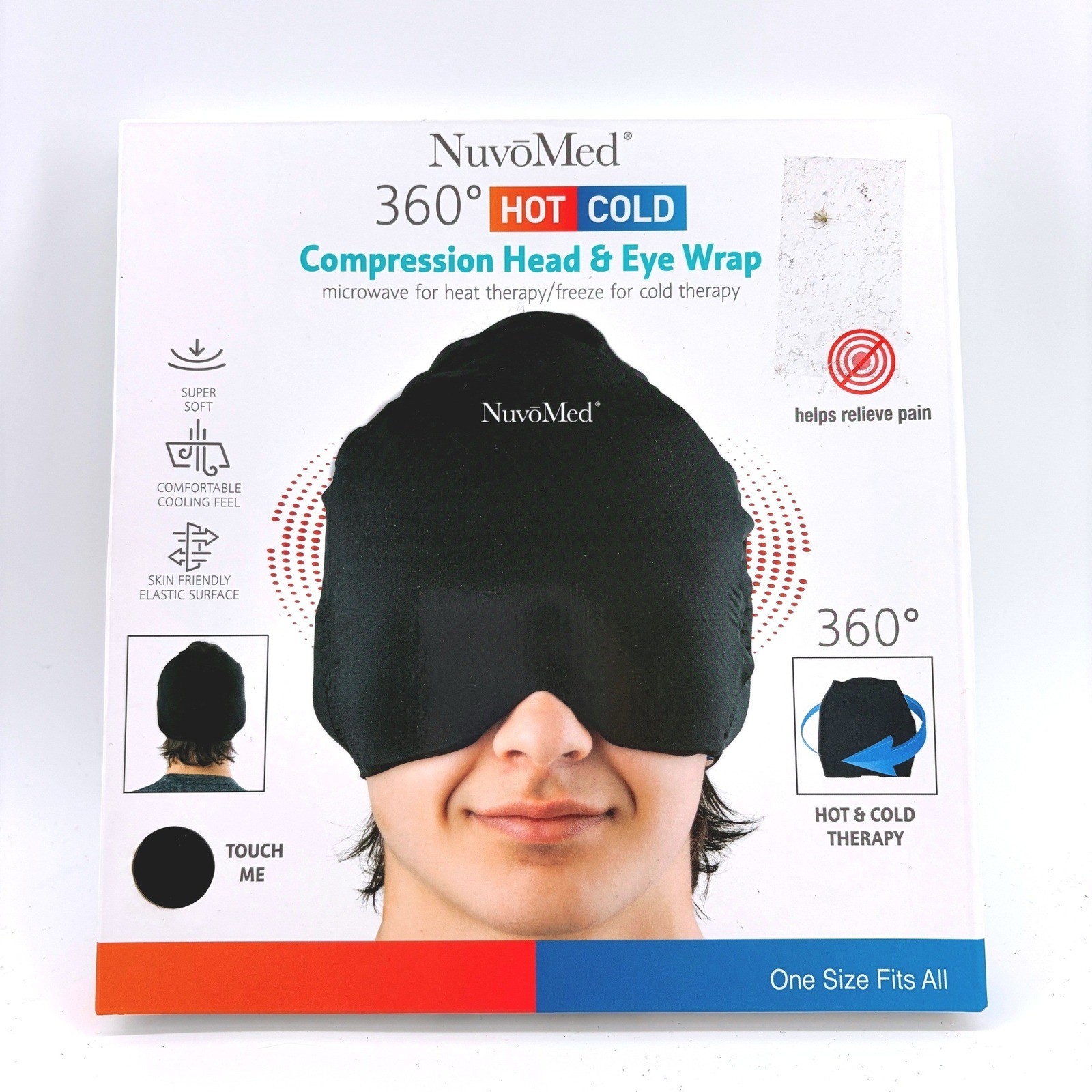 NuvoMed 360 HOT COLD Compression Headache Cap Eye Wrap Microwave Freeze Therapy