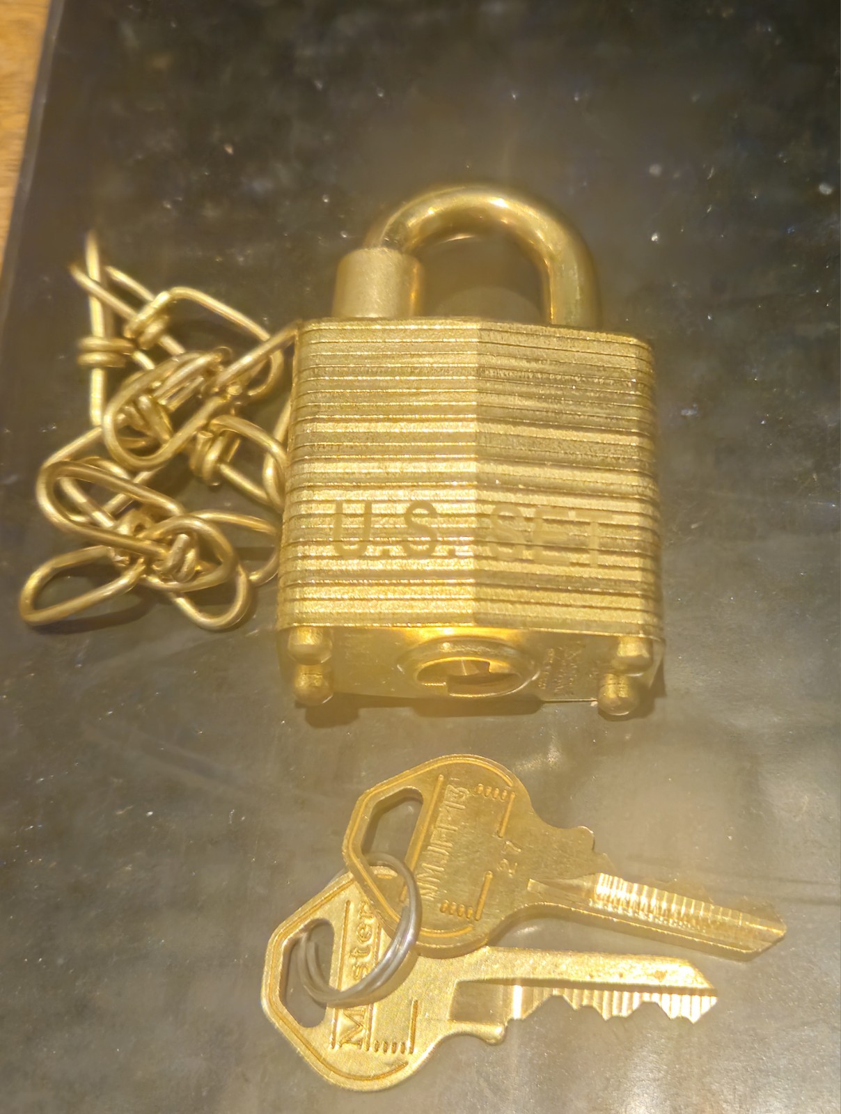 Master Lock Commercial Keyed Different Bump Stop 2 Pack Shackled Brass W/Chain