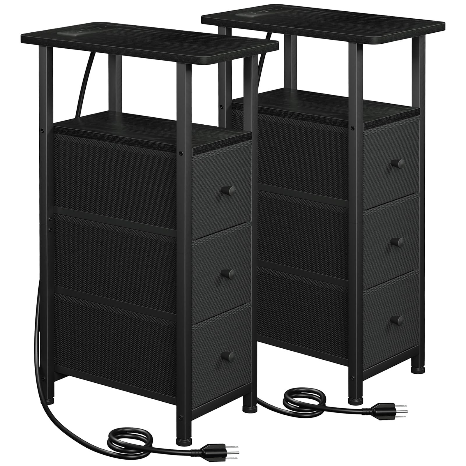 LOAKEKEL Narrow End Tables Living Room 15.74''D x7.87''W x 27.55''H, Black