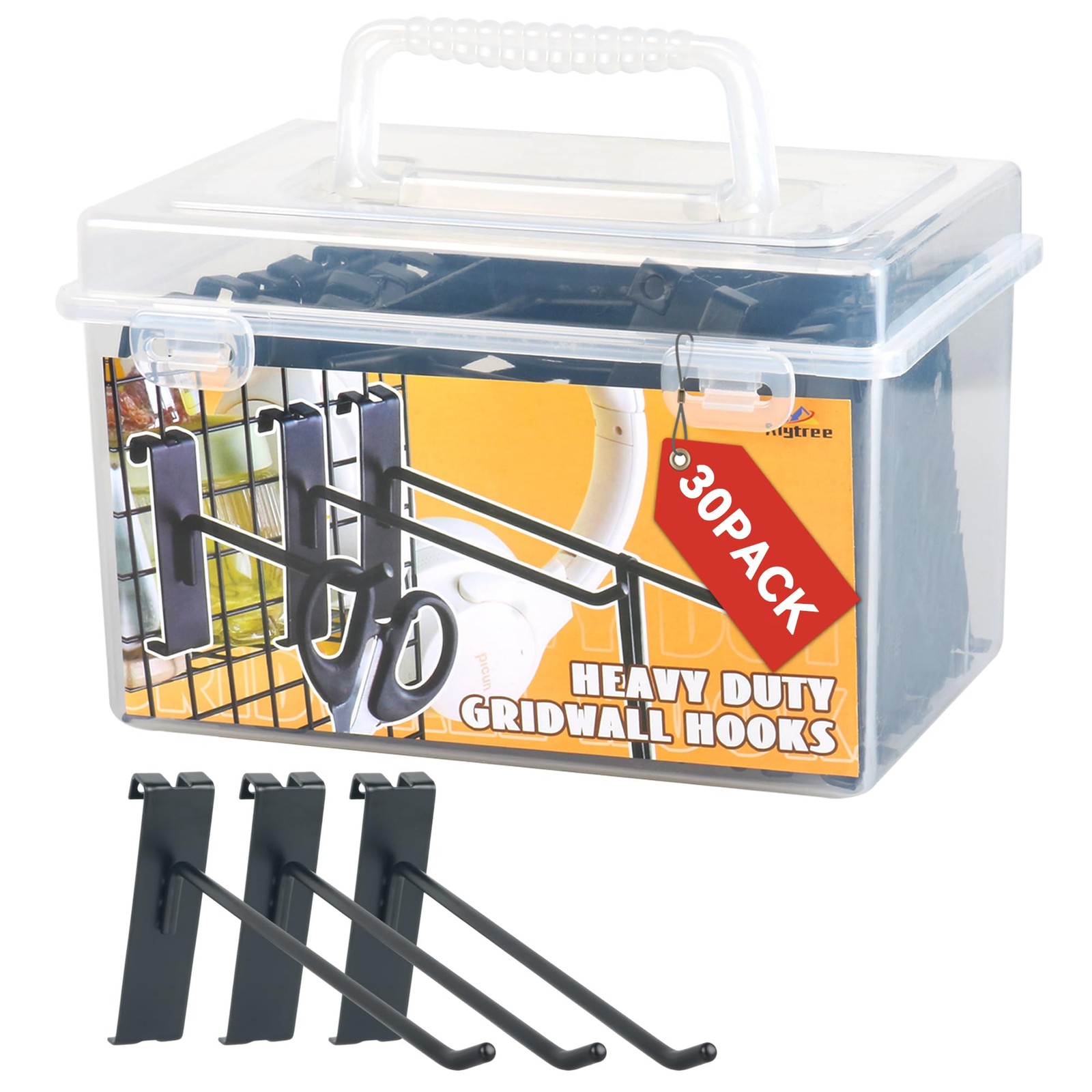 30 PCS 6 Inch Gridwall Hooks Black Panel Hangers Metal Display Retail Garage