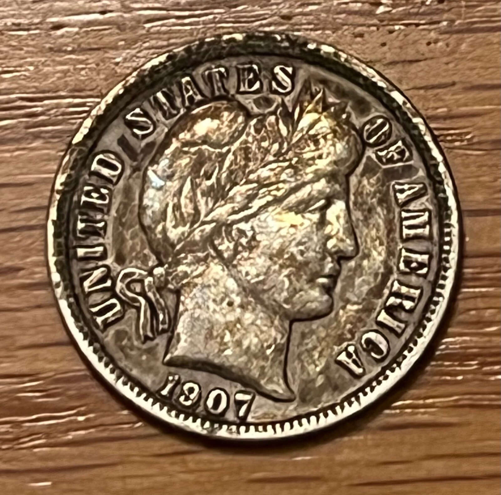 1907 Barber  Dime,  choice XF,  nice grade