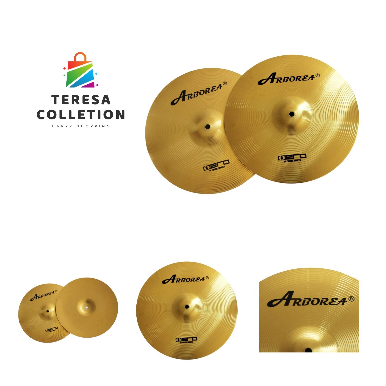 Cymbal Hi-Hats Cymbal Hero Brilliant Finish Bright Sound 14 Inch Drum High Ha...