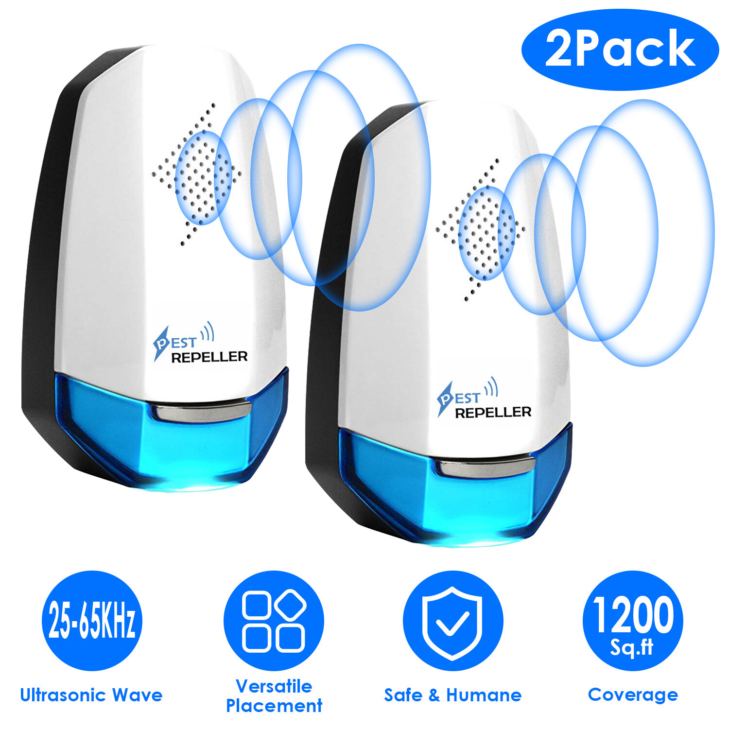 2x Ultrasonic  w/ Night light Plug In  Bed Bug Mouse