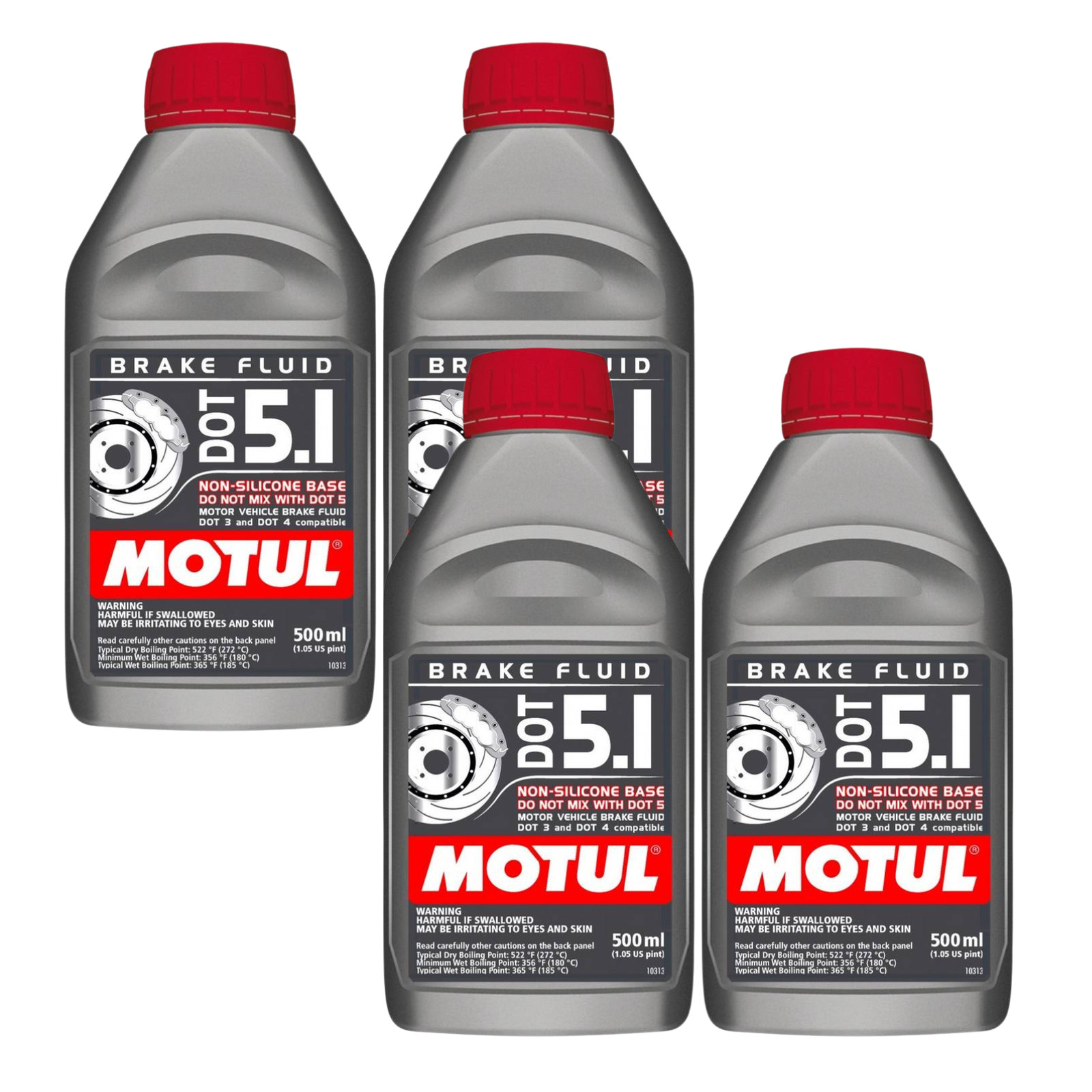 Motul DOT 5.1 Brake Fluid 100% Synthetic Brake Fluid 100951 500ml 4 Pack