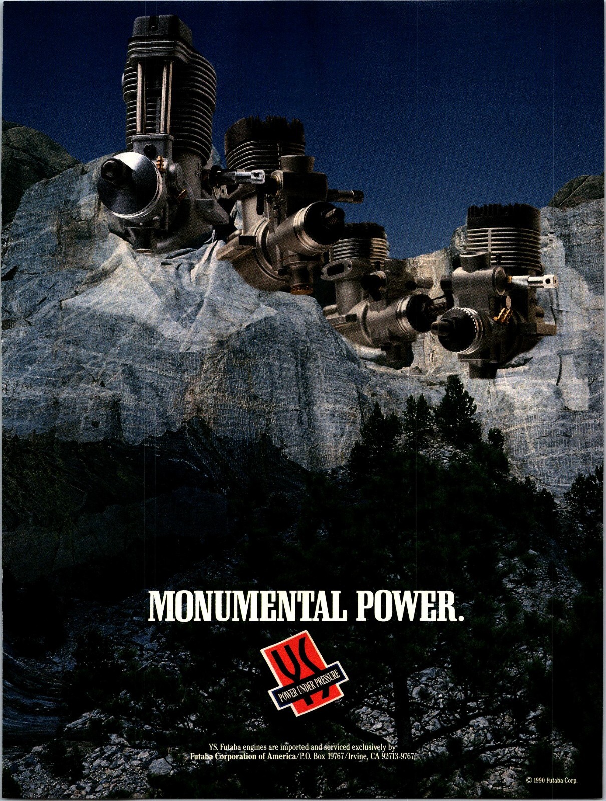 Futaba YS RC Engines Vintage Print Ad Wall Art Decor Monumental Power