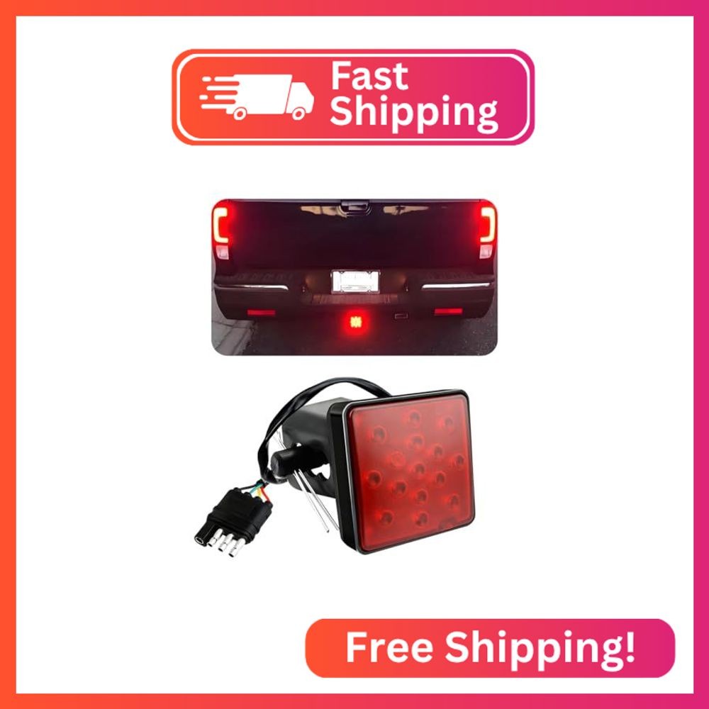 KVAEY 15 LED Brake Light Trailer Hitch Cover, Super Bright Brake Driving Lamp fo