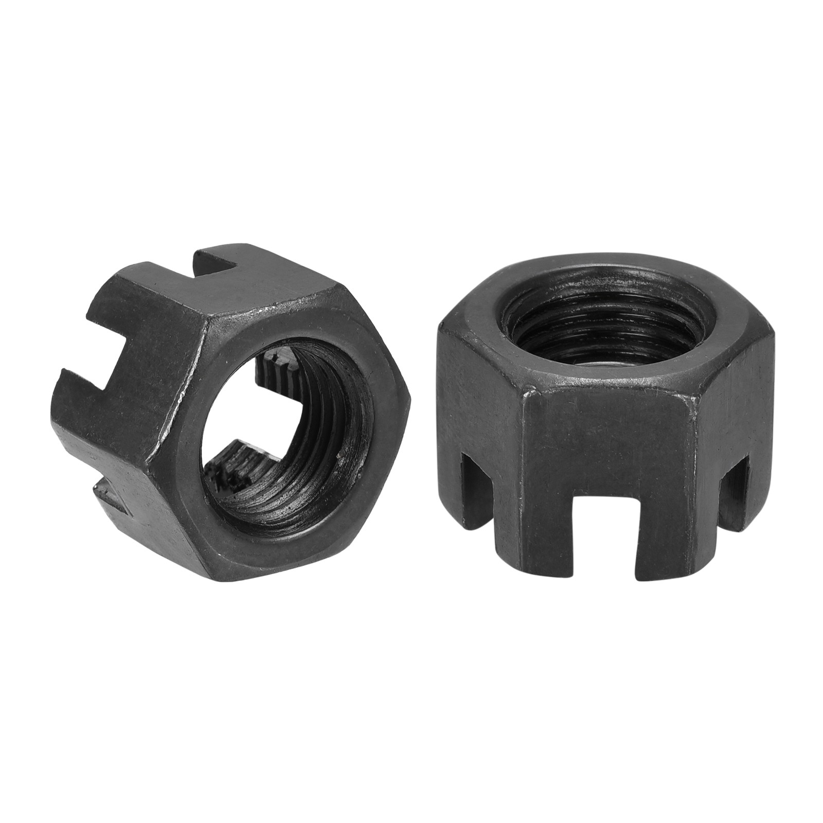 5pack M14x1.5mm Hexagon Slotted Nut Grade 4.8 Carbon Steel Castle Nuts Black