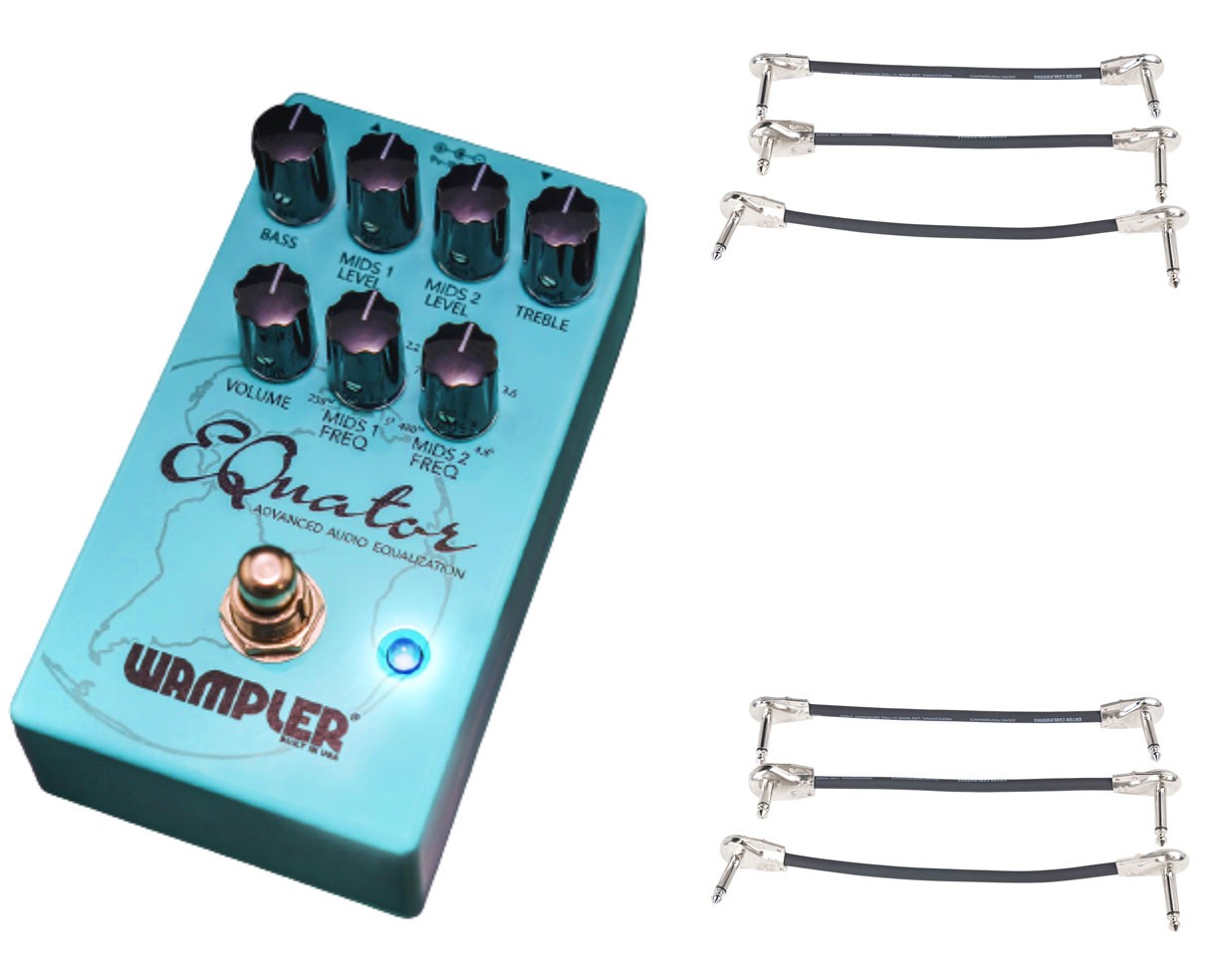 Wampler Equator Parametric EQ Pedal + 2x Gator Patch Cable 3 Pack