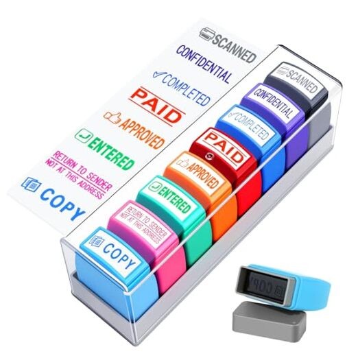 8 Pcs Office Stamps Set, Paid Copy Scanned Entered 8 Pcs-Office Stamps