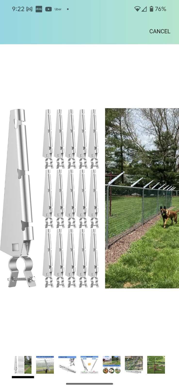 15 Pack Barbed Wire Arm for 1-3/8" Chain Link Fence, Galvanized Steel Fence...