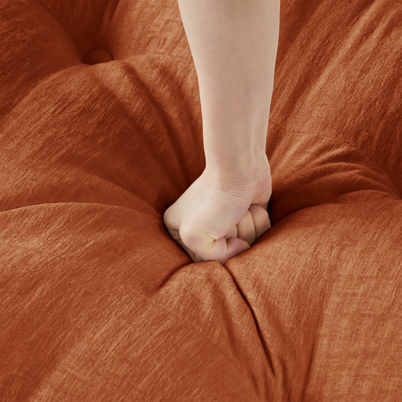 Modular L-Shaped Sofa Chenille Fabric Orange 1 Seat