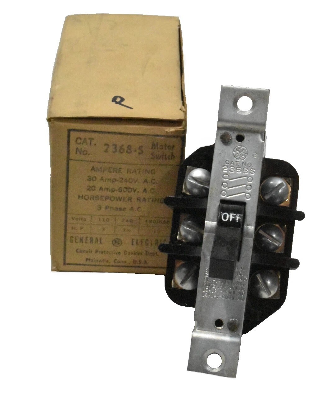GE General Electric 2368-S Motor Switch NOS