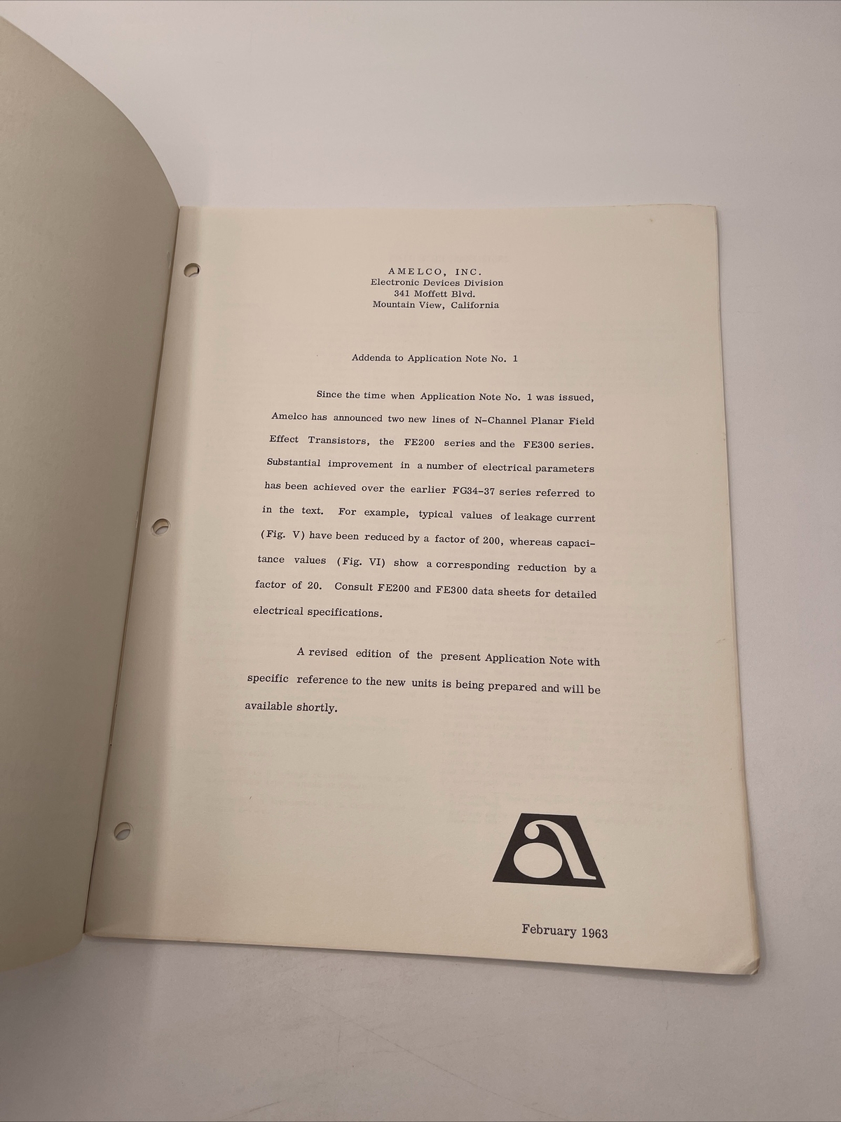 Amelco Field Effect Transistors Theory & Application Notes 1962-64