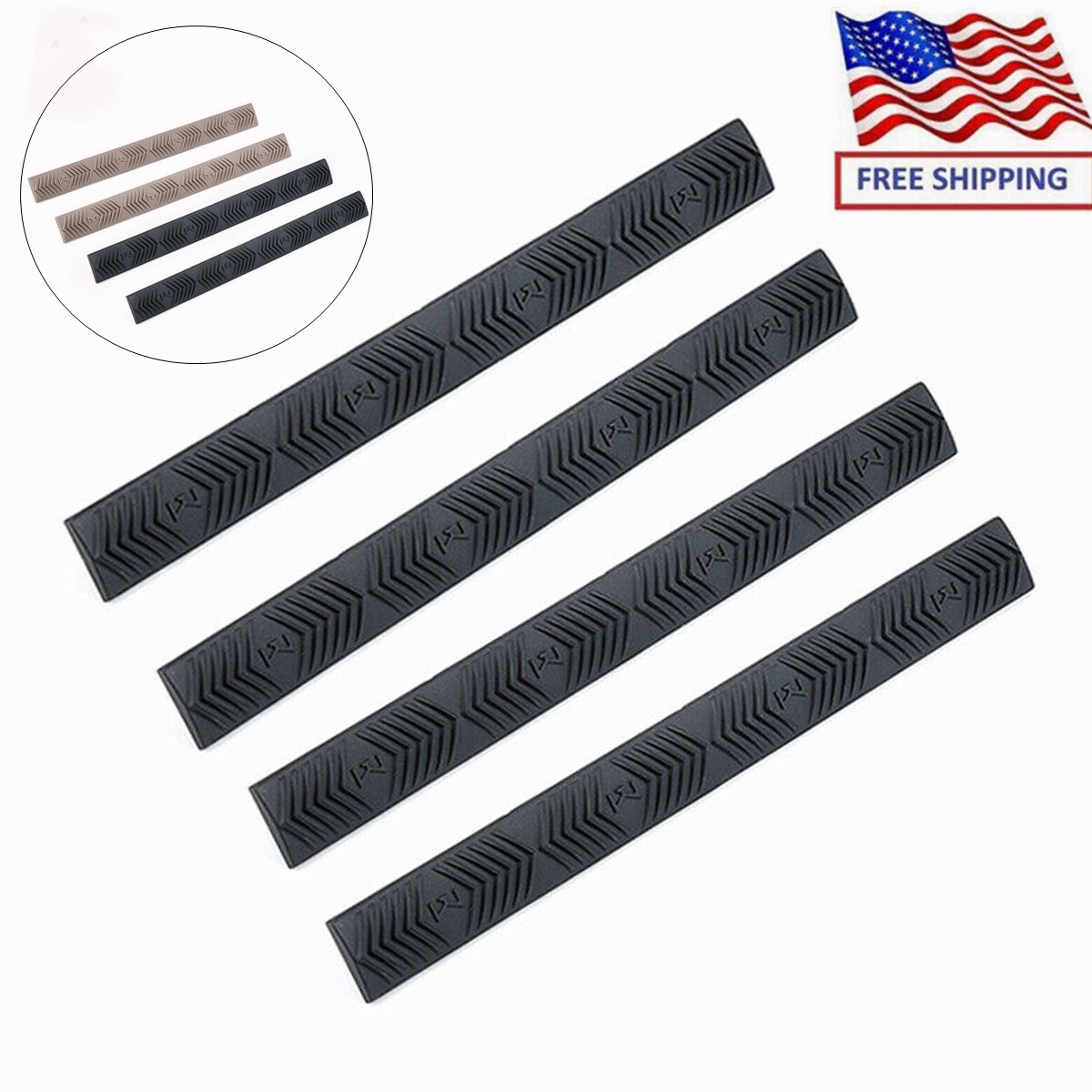 4 PC Mlok Rail Cover Anti-slip Strip MLOK Rail Protector Cover Plastic Rubber