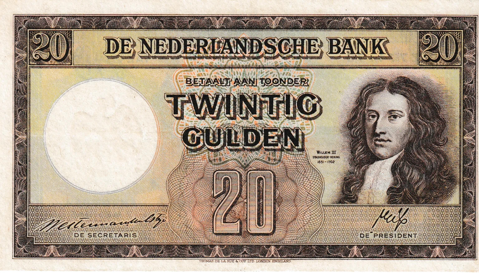 Netherlands - 1945 - 20 Gulden - "XF+" #NH167