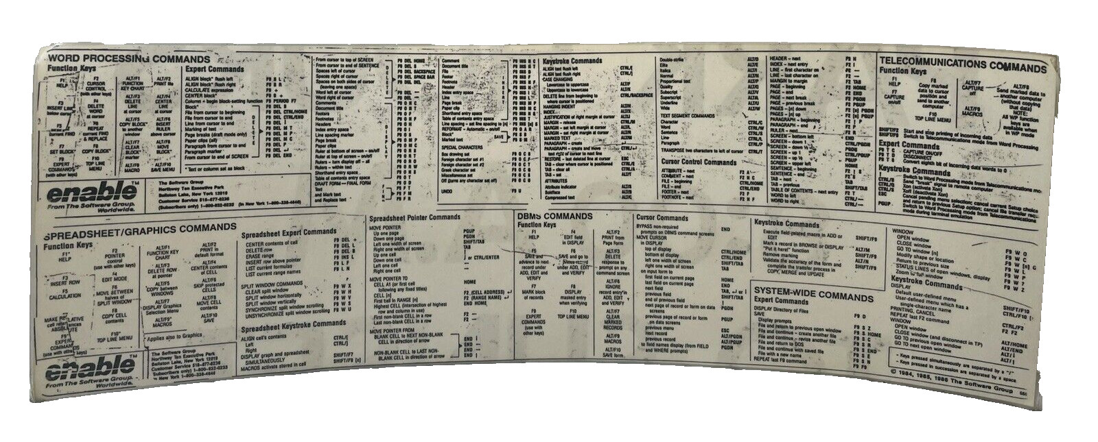 Word Processing Cheat Sheet Laminate Software Group Enable Command Vtg comp 1986